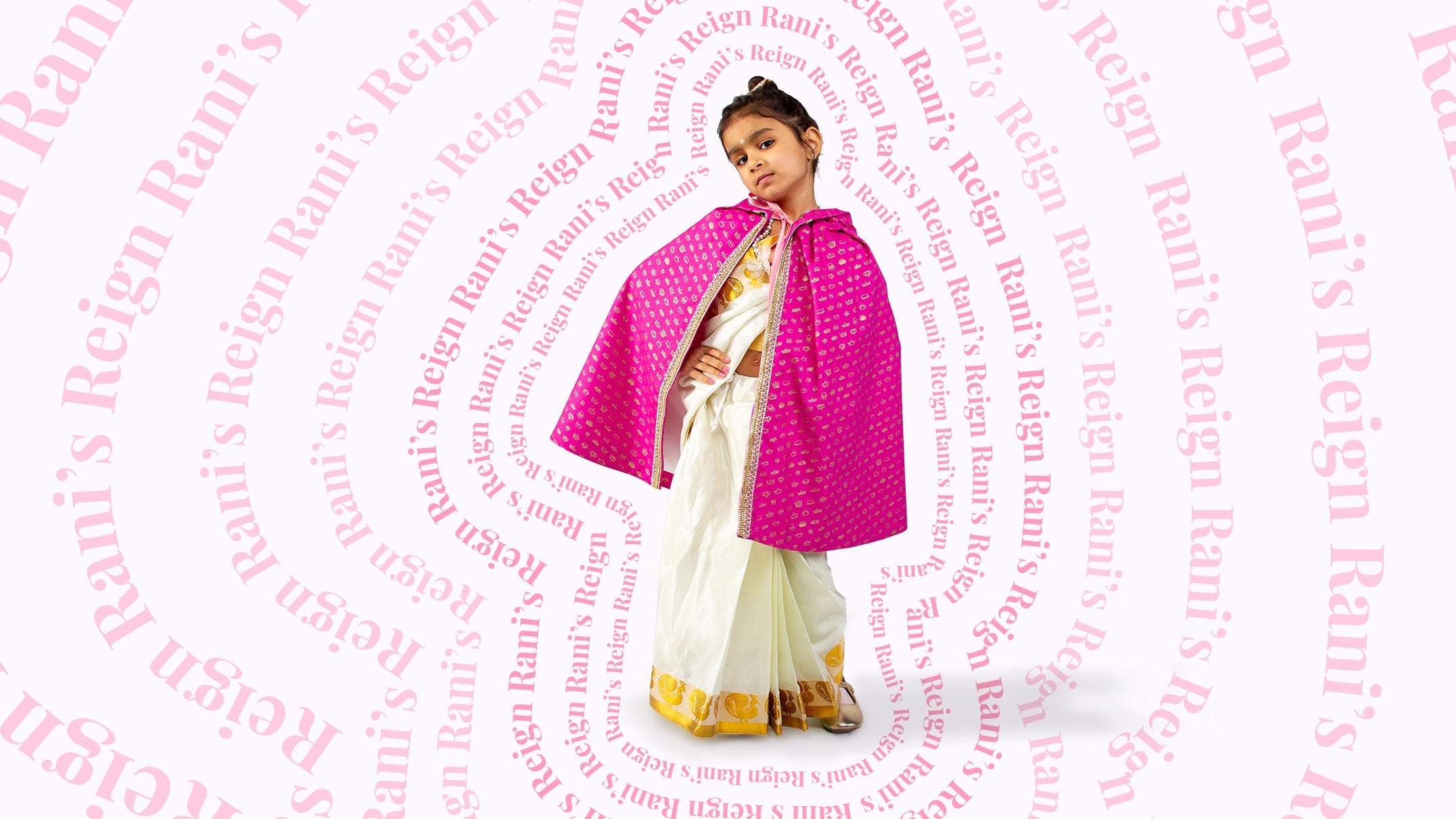 Girls wearing pink cape, pink crown fabric, satin lining, girls party high end cape