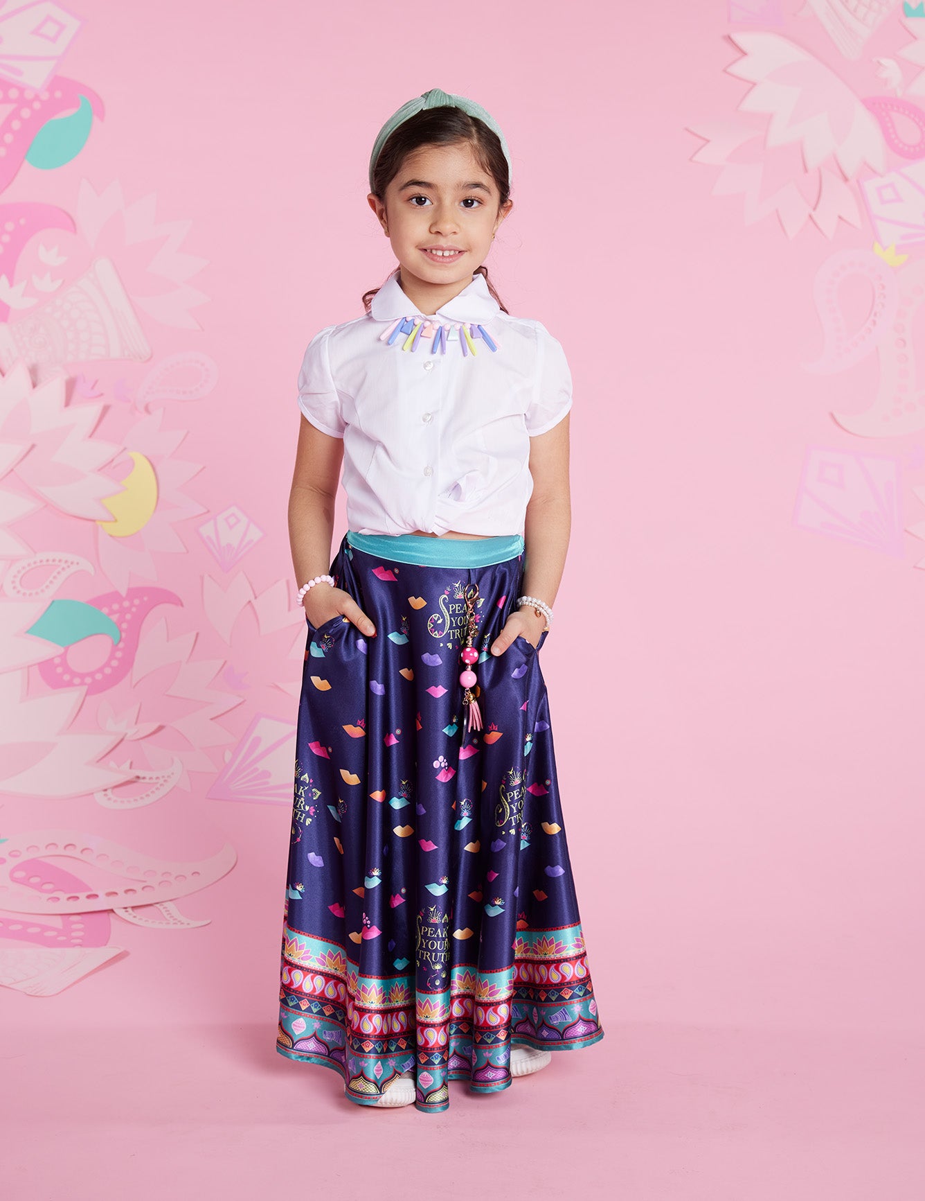 Anjali Midnight Skirt with your favourite dress shirt and sneakers. Speak your Truth Collection. nishaparekh.com